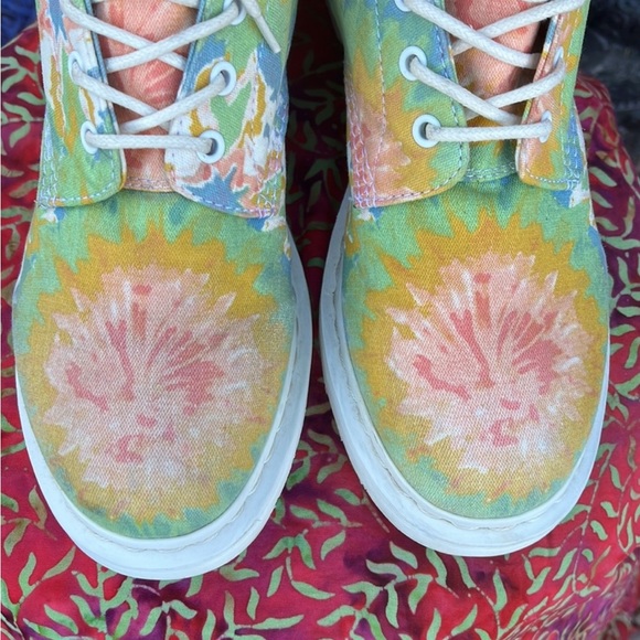 Dr. Martens Retro Tie Dye Colorful Boho Floral Canvas Vegan Boots - Picture 5 of 14